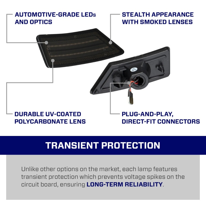 Ford Ranger LED Sidemarkers - Front + Rear - FORM Lighting - FL0044 - Smoked - 2019
